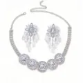 Luxus Strass Halskette und Quasten Ohrringe Set, elegante Kristall Schmuck für Party. - Halsketten- und Ohrring-Set / Gold