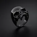 Bague tête de mort en acier inoxydable noir pour homme, bijoux style punk rock. - Style Noir