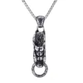 Men vintage titanium steel dragon head pendant necklace retro faux Thai silver style jewelry - Pendant Only (Without Chain) / Steel