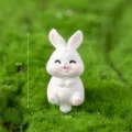 Cute white rabbit resin figurine miniature landscape garden decor desktop ornament - No. 1 Lying Down