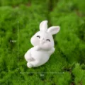 Cute white resin rabbit miniature figurine for micro landscape garden DIY decor 3.9x2cm - No. 3 Lying on Side
