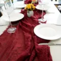 Bohemian cheesecloth table runner burgundy textured gauze fabric for wedding party decor 90cm - No. 34 Dark Wine Red