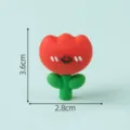 Cute red flower desktop decoration mini figurine with smile face desktop decor accessories - Small Red Floral Scrunchie / Red