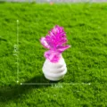 Mini simulation potted plant pink flower white pot micro landscape DIY decoration accessory. - Rose Red