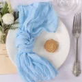 Solid color pleated voile fabric table napkin for wedding party home dining room decor - No. 25 Sky Blue