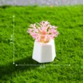 Mini kunstmatige potplant voor microlandschap, witte zeshoekige pot, roze plant, 3.7x3cm. - 21# Roze