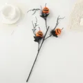 Halloween black branch detail with cute orange pumpkin faces and mesh decoration for party. - Smiling Pumpkin