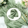 Sage green cheesecloth napkin bohemian gauze table runner for wedding party home decor aesthetic - Bean Green No. 77 Light Green