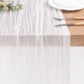 Corsia da tavola in garza bianca per matrimoni festa bohémien decorazione tavola da pranzo. - 90*180cm / Bianco