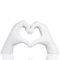 Weißer Keramik Herz Hand Geste Skulptur moderne nordische Deko romantisches Valentinstag Geschenk - Weiß