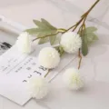 Künstliche 5-Kopf Pompon Chrysantheme Kunstblume Zweig für Heimdeko Fotografie Requisite. - Weiß