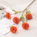 Künstlicher oranger Pompon Chrysanthemen Zweig für Heimtextilien, Hochzeitsdeko und Fotorequisiten. - Karamellfarbener Löwenzahn mit 5 Köpfen