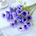 Artificial purple daisy flower bouquet silk chamomile home wedding party decoration prop - Purple