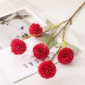 Kuenstliche rote Kugelblume Stiel, 5 Koepfe Kunstblume fuer Heimdeko Hochzeit Requisite. - Rot