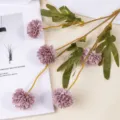 5-Kopf künstliche Löwenzahn Ball Chrysantheme Kunstblume für Heimtextilien Deko Hochzeitsevent. - Dunkellila