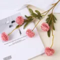 Künstliche 5-Kopf Chrysantheme Blumen Zweig für Heimtextilien, Hochzeit Requisiten und Party. - Rosenrosa kleiner Kopf