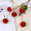 Künstliche rote Chrysantheme Blume Zweig 5 Köpfe gefälschte Pflanze für Hochzeit Dekor - Roter kleiner Kopf