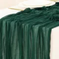 Corridoio da tavola in mussola verde scuro, tovaglia boho rustica plissettata per decorazione festa. - 90*180cm / Nuovo Verde Scuro