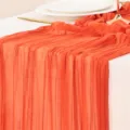 Runner da Tavola in Garza Arancione Tessuto Boho per Matrimonio Festa Decorazione Casa - 90*180cm / Arancione Vivo