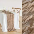 Cammino tavola garza pieghettata stile boho per festa matrimonio decorazione casa pranzo - 90*180cm / Cammello Rosso