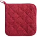 Roter gesteppter Baumwoll Topflappen fuer die Kueche Hitzebestaendig mit Aufhaengeschlaufe. - 18*18cm / Rot