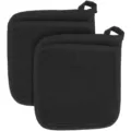 Ensemble de maniques de cuisine noires résistantes à la chaleur en tissu éponge - Noir