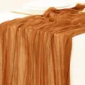 Runner da tavola in mussola stropicciata marrone caramello per festa nozze deco boho - 90*180cm / Caramello