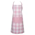 Pink gingham kitchen apron with front pocket and adjustable neck strap for daily cooking. - 66×88 cm / Pink with White