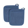 Manique en tissu éponge de coton unie résistante à la chaleur tapis de cuisine cuisson - Bleu