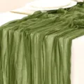 Cammino Tavola Plissettato Verde Oliva Tessuto Garza Boho Tovaglia per Festa Matrimonio - 90*180cm / Verde Militare