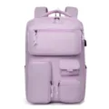 Stylish purple casual business backpack with multiple pockets, durable and spacious for daily use. - Purple