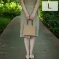 Retro minimalist horizontal kraft paper gift bag, L size clothing packaging bag for holidays. - Kraft Paper Bag L / L / Original Color