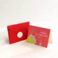 Set de tarjetas de felicitación de Año Nuevo con sobre rojo y pegatinas festivas. - Tarjeta Estilo E / 1 tarjeta de felicitación + 1 sobre + 1 pegatina