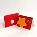 Juego de tarjeta de felicitación de Año Nuevo con sobre rojo y pegatina linda para regalo infantil. - Tarjeta Estilo F / 1 tarjeta de felicitación + 1 sobre + 1 pegatina