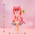Figura de chica anime linda decoración de paisaje en miniatura de plástico rosa 9cm - Niña de pelo rojo