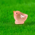 Mini pink resin bird figurine, tiny cute animal ornament for micro landscape, 1.6cm length. - Pink