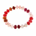 Detailed view of a colorful gemstone abacus bead bracelet with sparkling gold spacers for women. - Pink Series