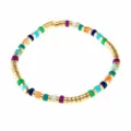 Retro kleurrijke kralenarmband, handgemaakte vergulde messing etnische sieraden. - BR0106 / Groentinten