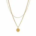 Close-up detail view of double layered gold stainless steel letter G pendant necklace - Letter G Style (NE0392 G)