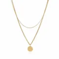 Double layer gold-colored stainless steel chain necklace with initial M pendant chic. - Letter M Style (NE0392 M)