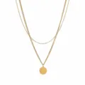 Detail view of the stainless steel double layer letter N pendant necklace for trendy style. - Letter N Style (NE0392 N)
