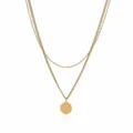 Double layer chain necklace with letter O pendant, stylish stainless steel jewelry for women. - Letter O Style (NE0392 O)