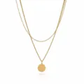 Gold layered necklace detail showing the delicate double chain and letter S pendant. - Letter S Style (NE0392 S)