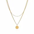 Detailed view of gold double layer layered necklace with letter W pendant stainless steel - Letter W Style (NE0392 W)