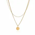 Gold double layer stainless steel chain necklace with initial letter X round pendant jewelry. - Letter X Style (NE0392 X)