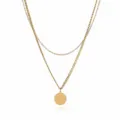 Detail shot of double layer stainless steel necklace with initial Z pendant for women. - Letter Z Style (NE0392 Z)