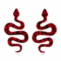 Bold red black snake acrylic earrings for women, unique long statement jewelry drop gift. - Red (EA1848)