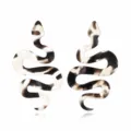 Exaggerated long snake-shaped acrylic earrings with chic marble pattern, stylish statement jewelry. - Black & White (EA1848)