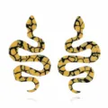 Exaggerated long snake acrylic earrings, unique colorful pattern drop earrings for women. - Yellow Mesh (EA1848)