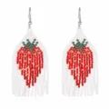 Handmade beaded strawberry fringe earrings for women, bohemian summer fruit drop jewelry. - Strawberry Style (EA1877)